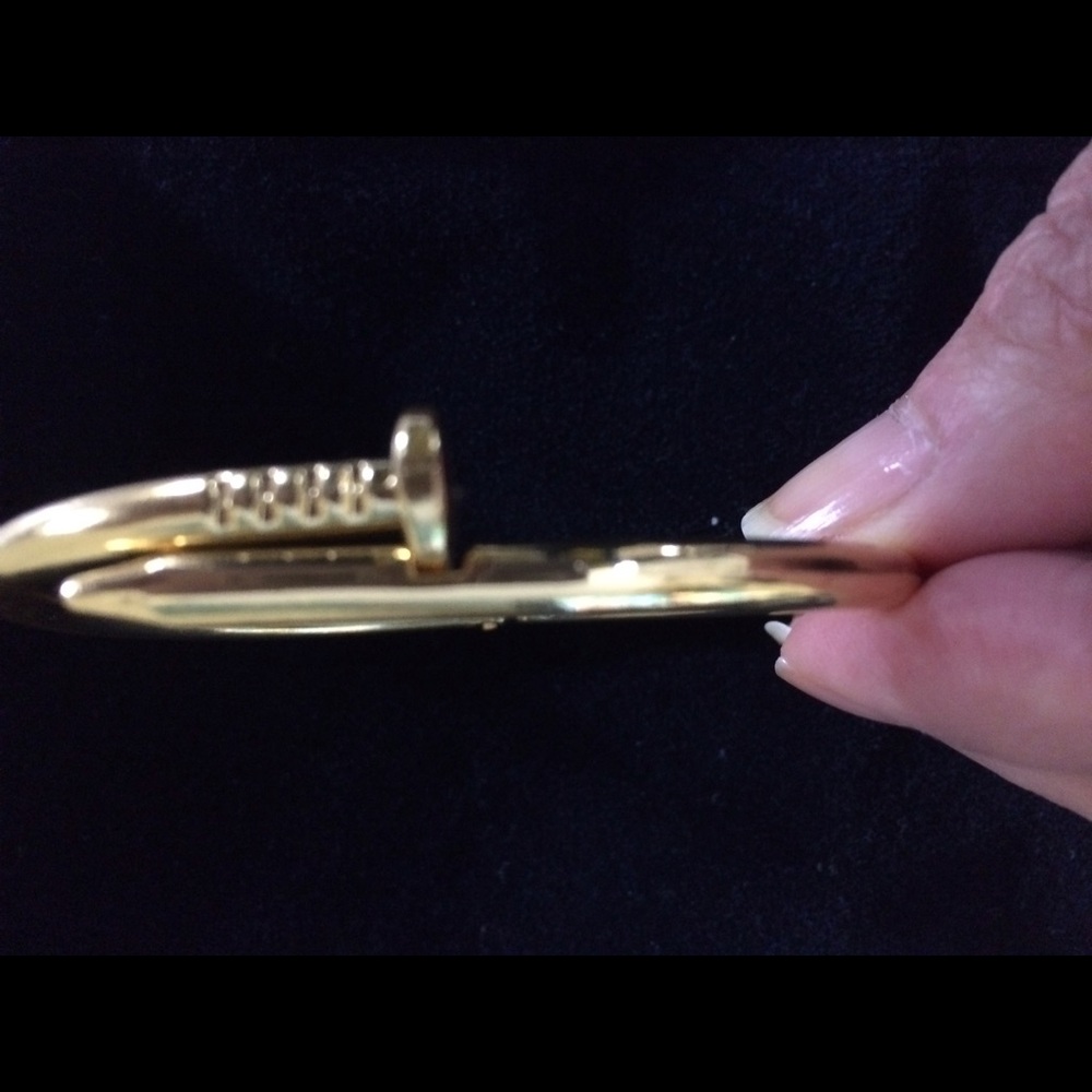 Kardashian Style Gold Nail Cuff Bangle Bracelet 7.